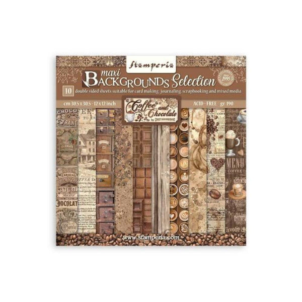 Set Scrap 10 Hojas Maxi Backgrounds Coffee & Chocolate