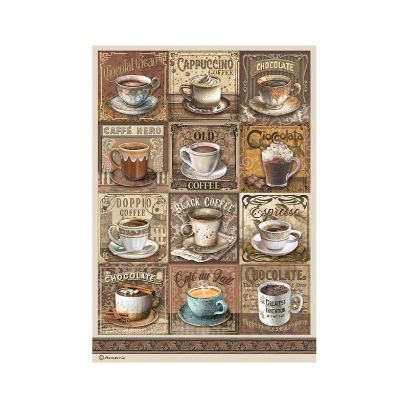 Papel Arroz Coffee & Chocolate Tags con Tazas