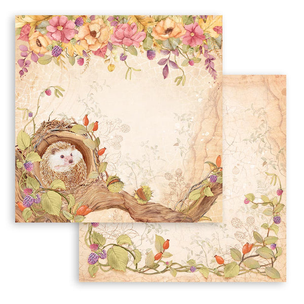 Papel Scrap impresion Doble Cara Erizo Woodland