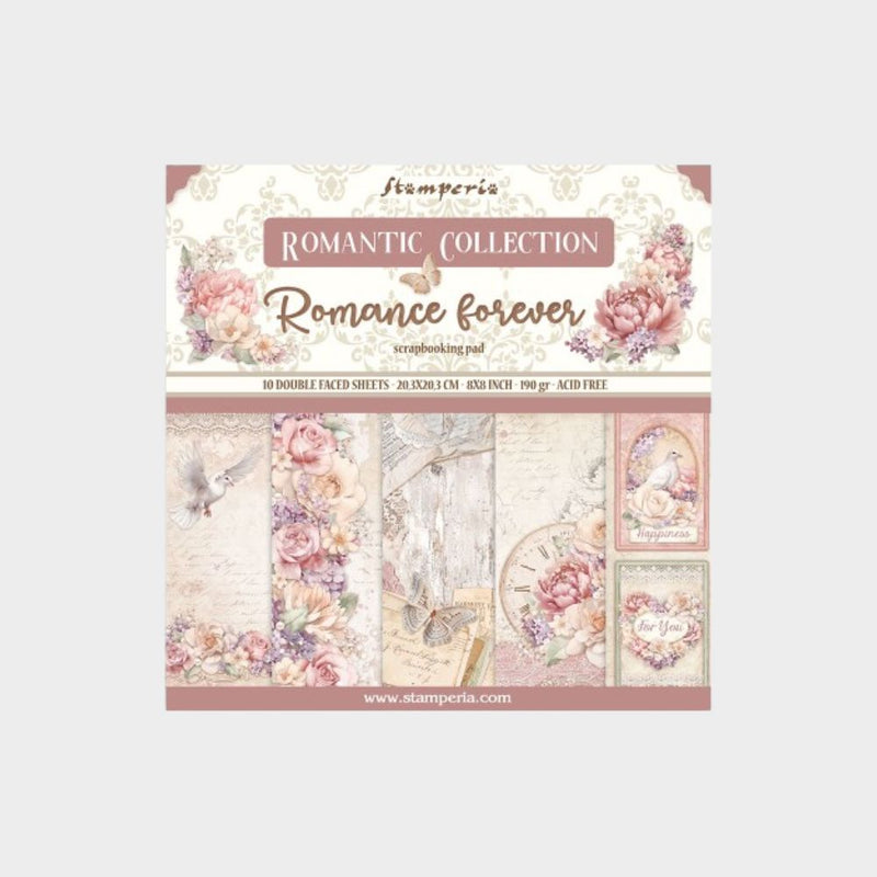 Set 10 Papeles Scrap 20x20 Romance Forever