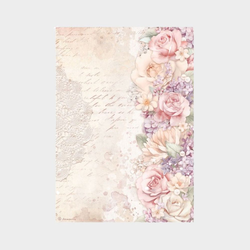 Papel de Arroz A4 Romance Forever Borde Floral