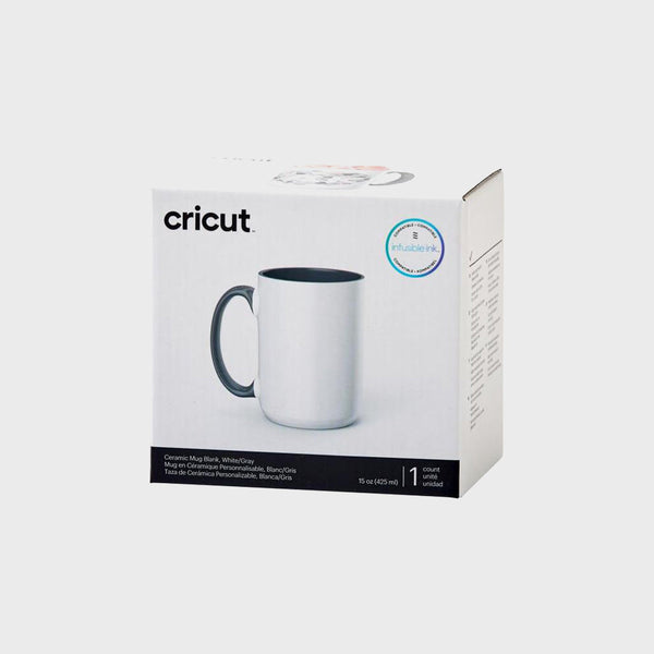 Taza Biselada Blanco y Gris 425ml Cricut