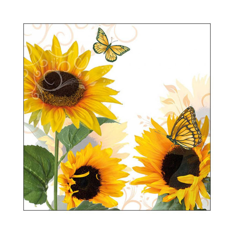 Pack 20 Servilletas 33x33cm Girasoles y Mariposas Ambiente Europe