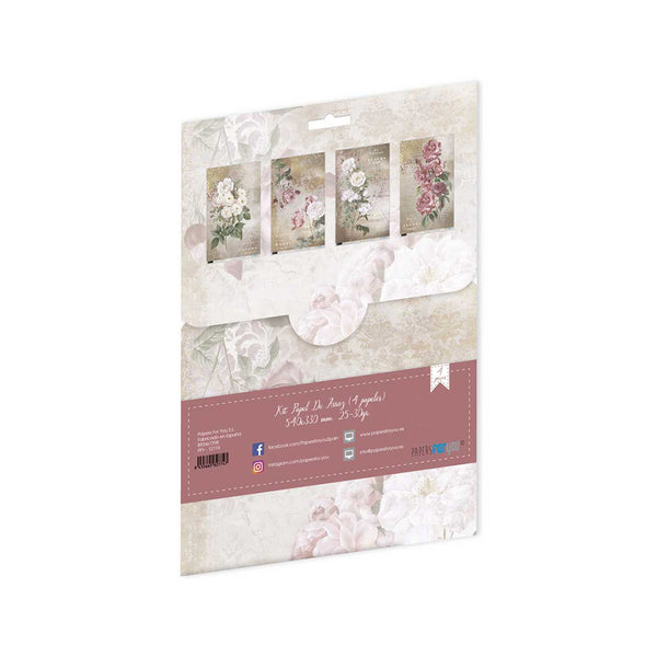 Set Papel Arroz 54x33 La Vie En Fleurs Roses (1)