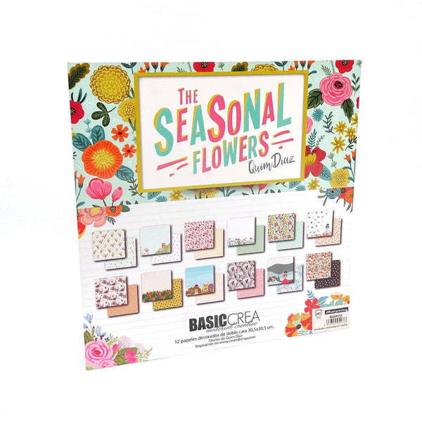 Set 12 Papeles Scrap 30x30 The Seasonal Flowers