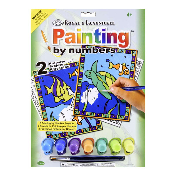 Set Pintar por Números 12 Piezas Tortuga de Mar y Pez Royal & Langnickel