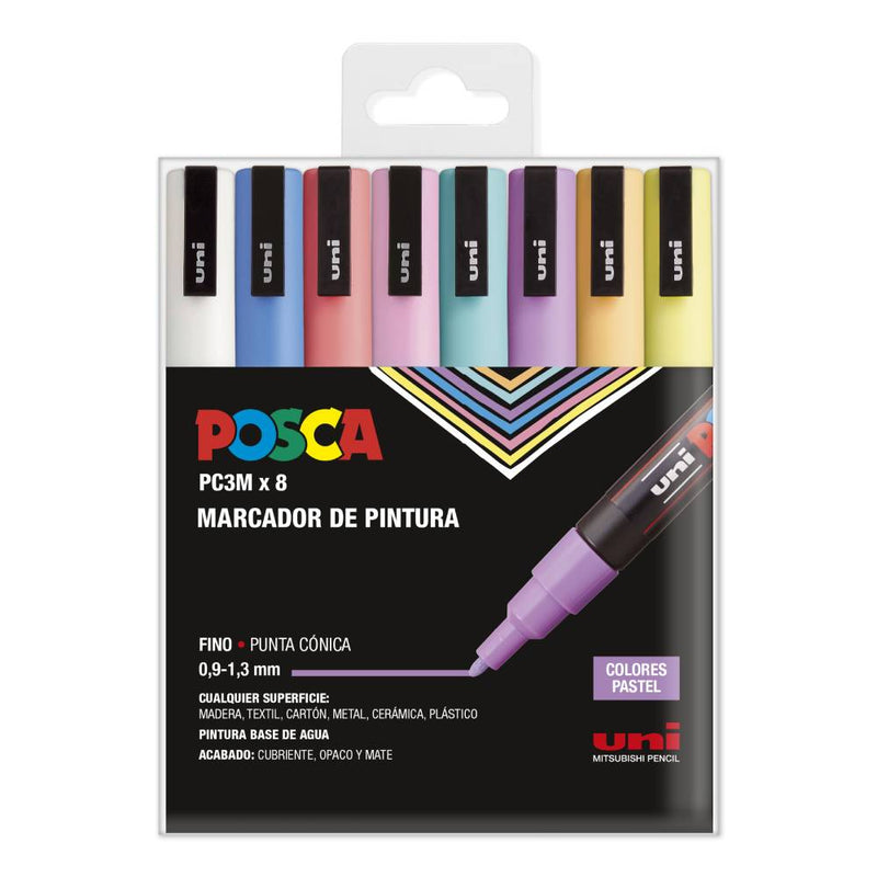 Estuche 8 Rotuladores PC-3M Pastel Posca