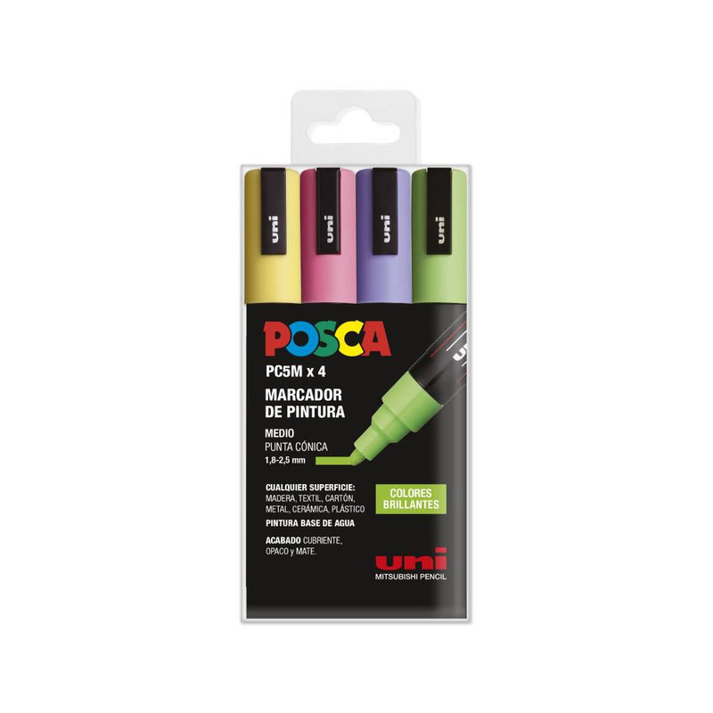 Set 4 Rotuladores PC5M Posca Brillantes