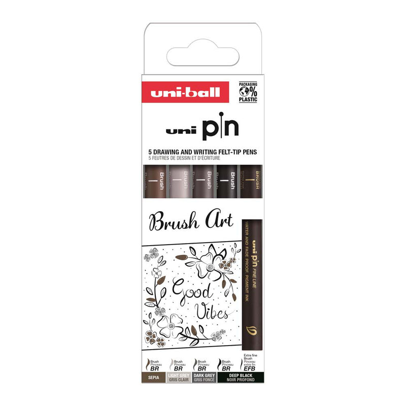 Set 5 Rotuladores Brush Art Uni-Ball Pin