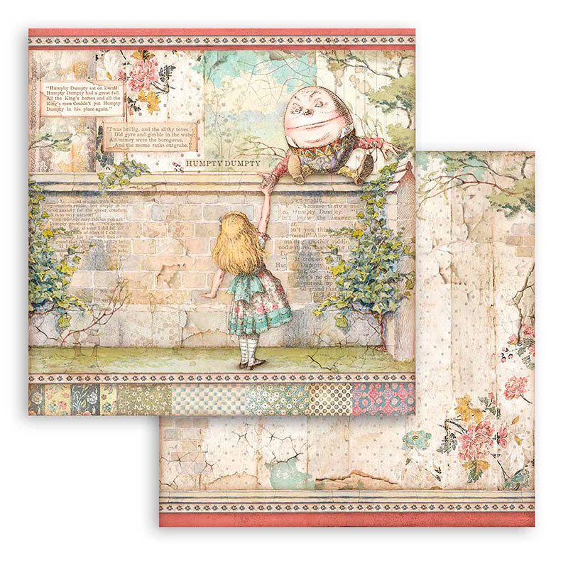 Set Papel Scrap Alice Looking Glass 8x8 Stamperia (8)