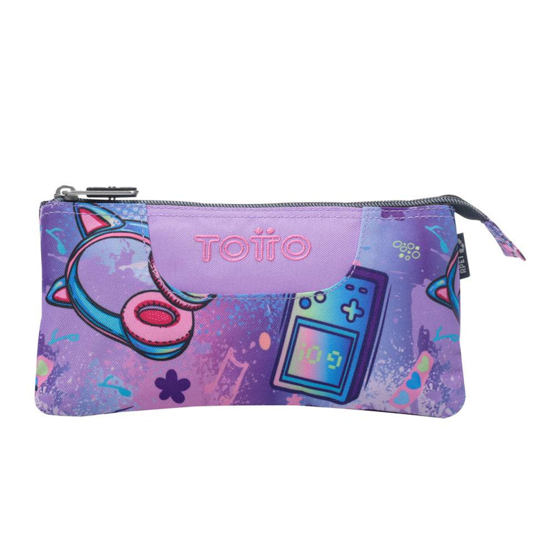 Estuche Escolar Totto Tablero Morado Meowsical Gaming