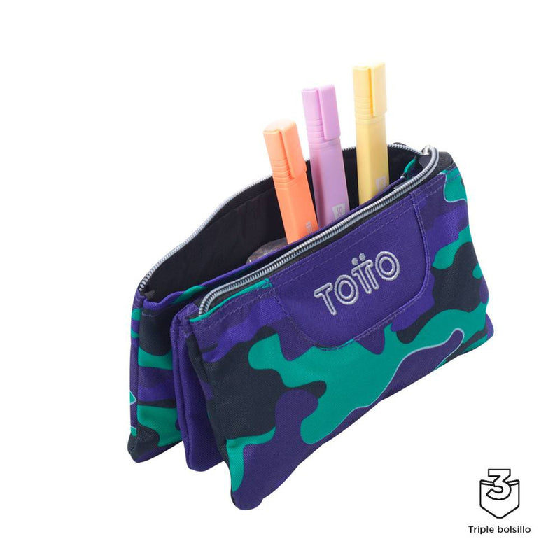 Estuche Escolar Totto Tablero Azul Seli Camuflaje (2)