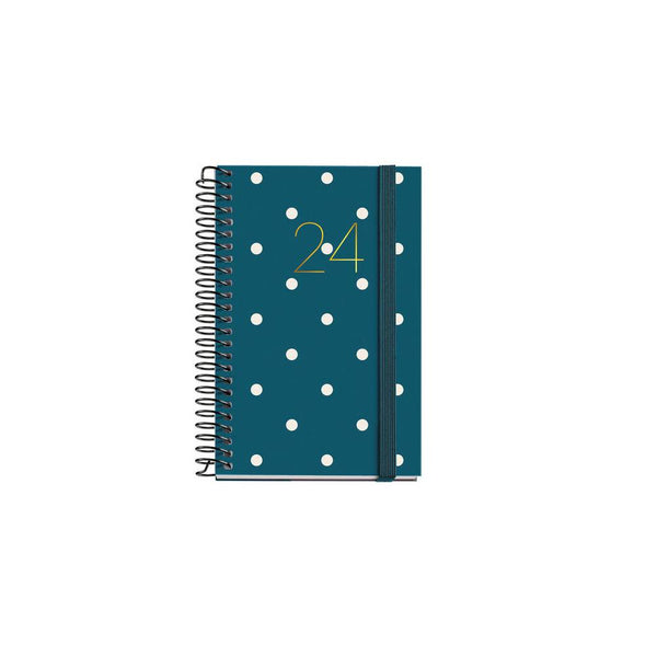 Agenda Anual 2024 Diaria Espiral Caddy Polka Dots