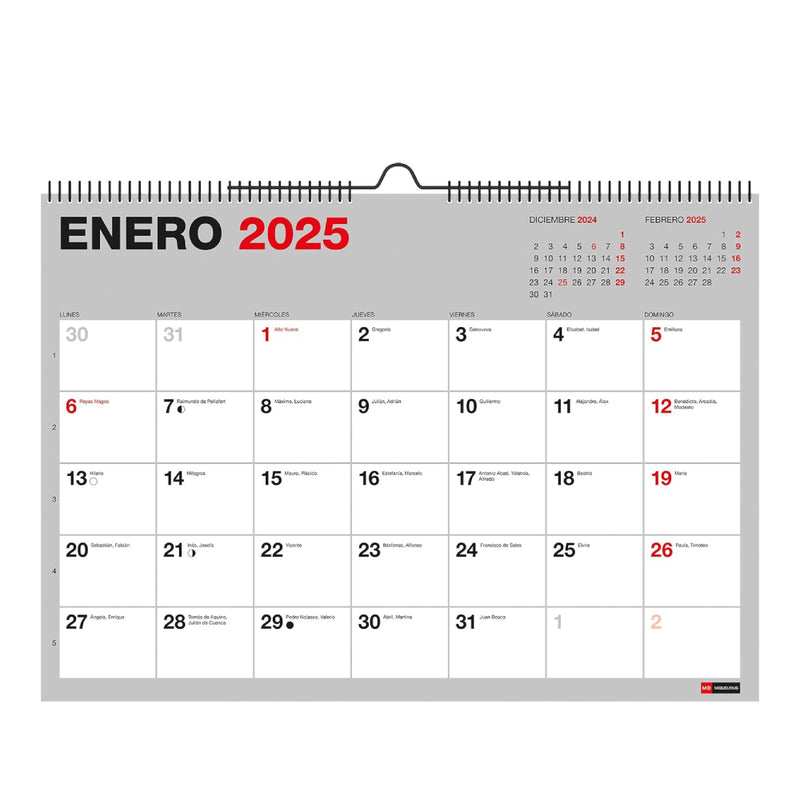 Calendario A3 Pared 18 meses Básico 2024-2025