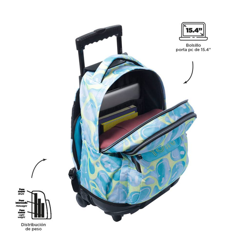 Mochila Escolar Totto con Ruedas Azul Happy Flow Smile (3)