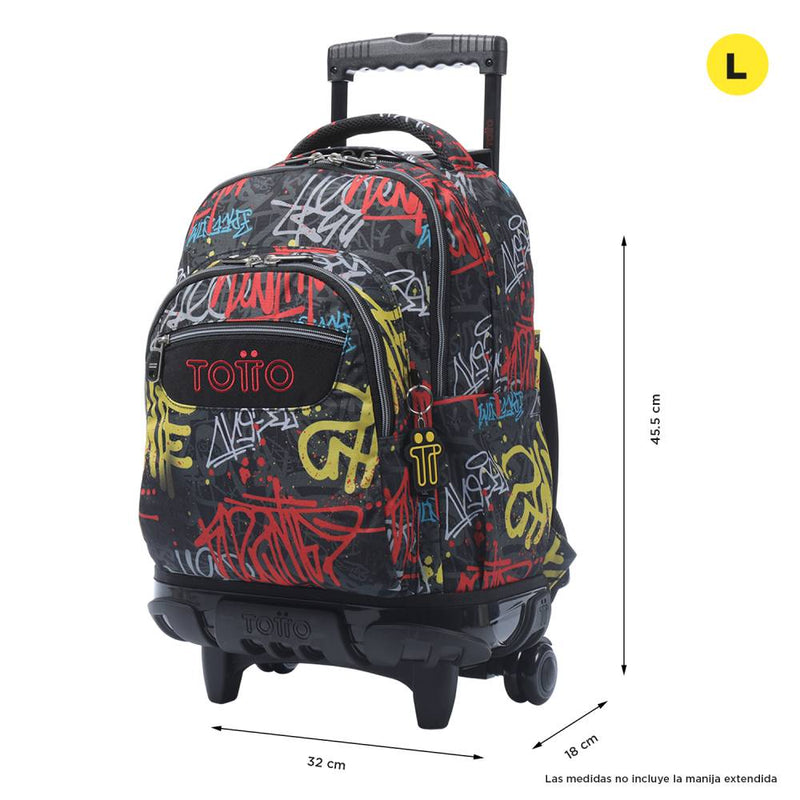 Mochila Escolar Totto con Ruedas Gris Graffiti (1)