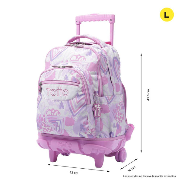 Mochila Escolar Totto con Ruedas Rosa Amalia (1)