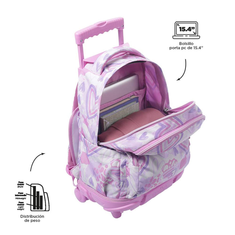 Mochila Escolar Totto con Ruedas Rosa Amalia (3)