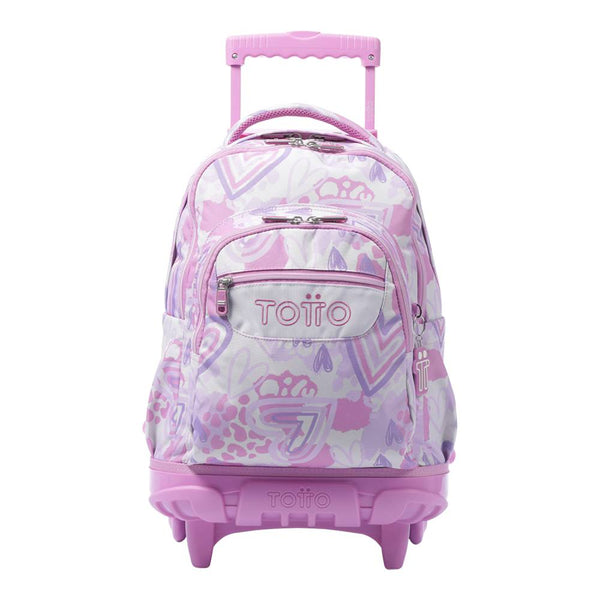 Mochila Escolar Totto con Ruedas Rosa Amalia