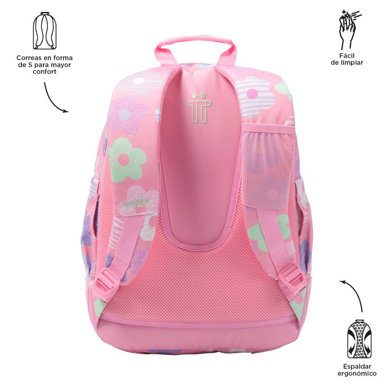 Mochila Escolar Totto Reforzada Rosa Margaly (2)