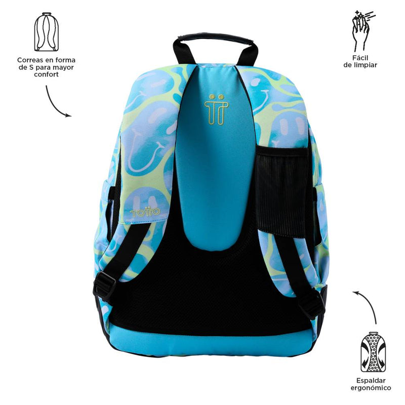 Mochila Escolar Totto Reforzada Azul Happy Flow Smile (2)