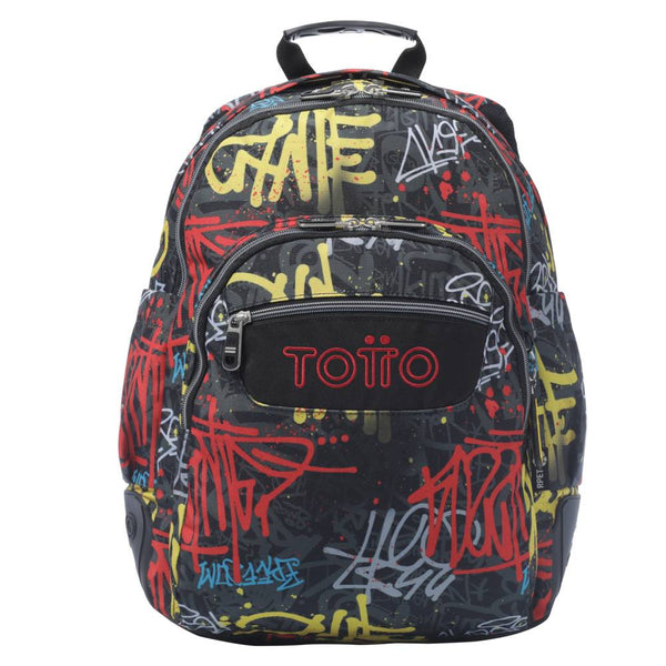 Mochila Escolar Totto Reforzada Gris Graffiti