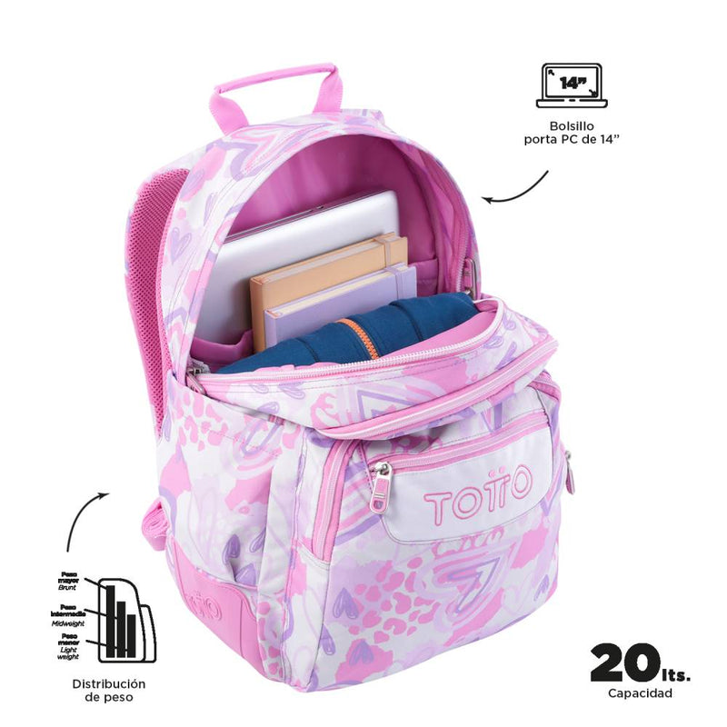 Mochila Escolar Totto Reforzada Rosa Amalia (3)