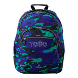 Mochila Escolar Totto Reforzada Azul Seli Camuflaje