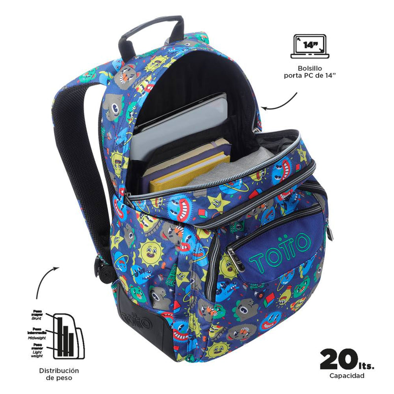 Mochila Escolar Totto Reforzada Azul Tello (3)