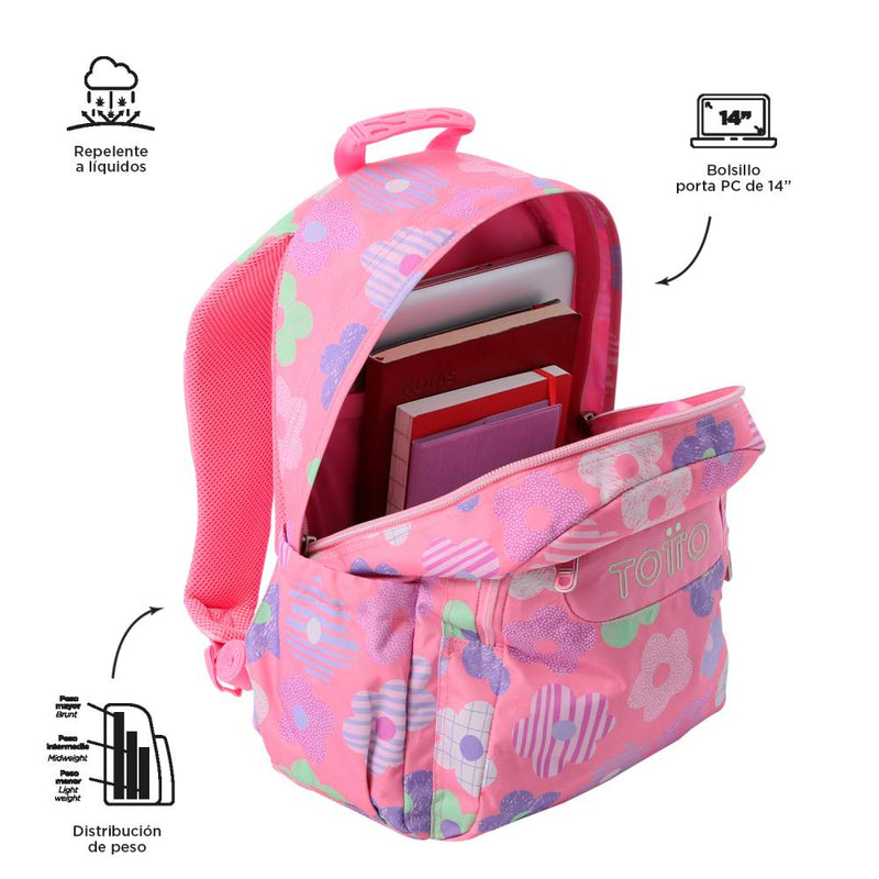 Mochila Escolar Totto Adaptable a Carro Rosa Margaly (3)