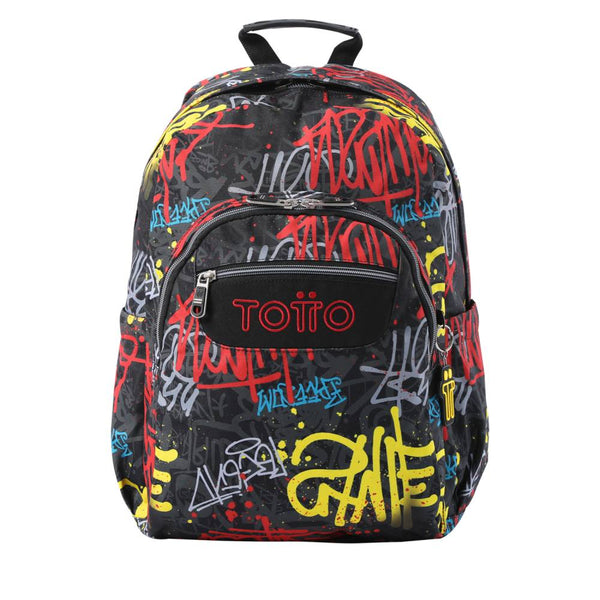 Mochila Escolar Totto Adaptable a Carro Gris Graffiti