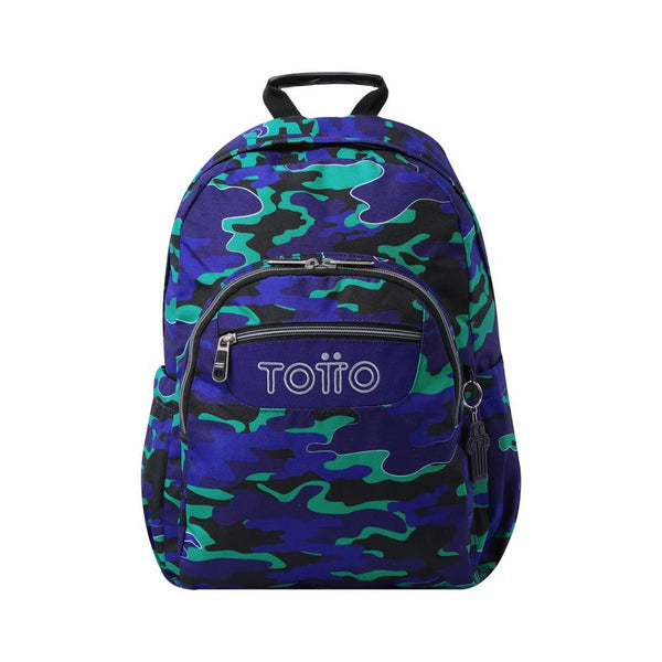 Mochila Escolar Totto Adaptable a Carro Azul Seli Camuflaje