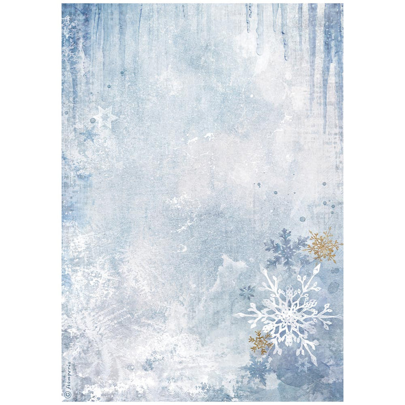 papel de arroz azul copos de neve stamperia dewdrops