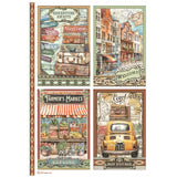 stamperia art of travelling papel de arroz 4 cuatro cartas four cards