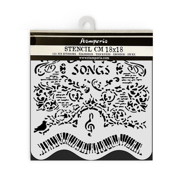 stamperia plantillas stencil 18x18 canciones y piano music