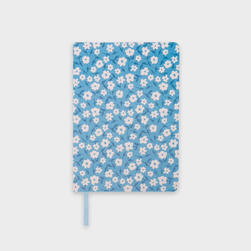 cuaderno flores a5 azul