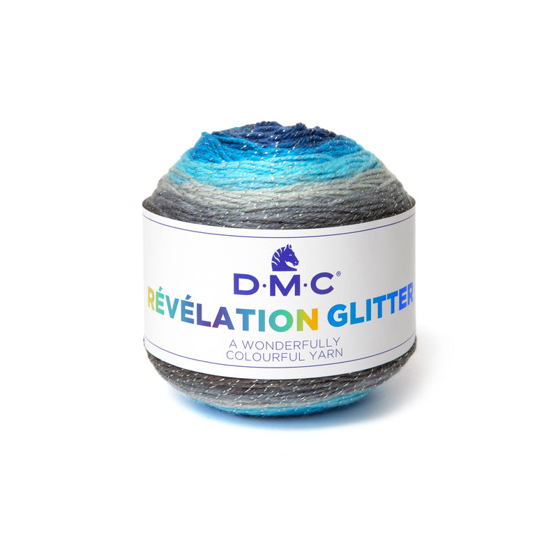 revelation glitter ovillo DMC gris y azul