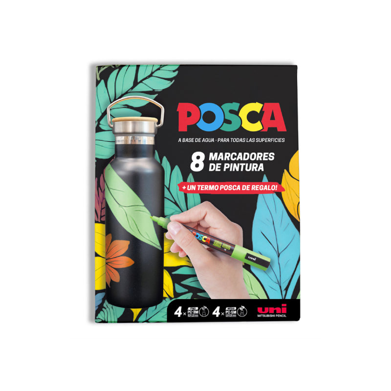 Set Exclusivo 8 Rotuladores Posca + Termo Regalo