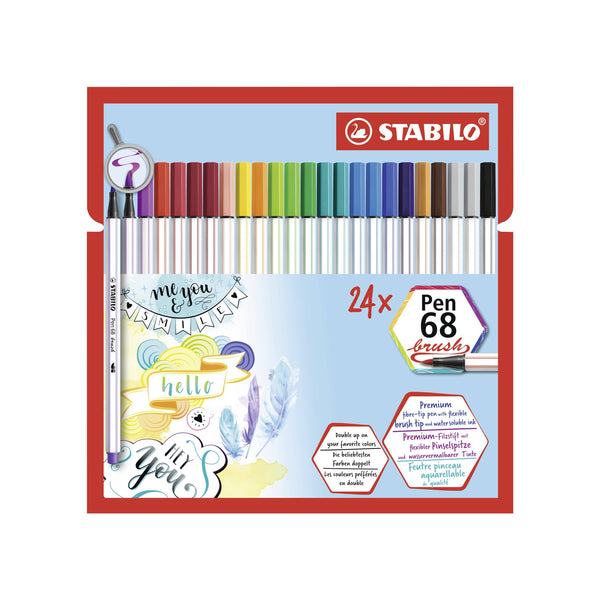 rotuladores stabilo estuche 24 pen 68 brush