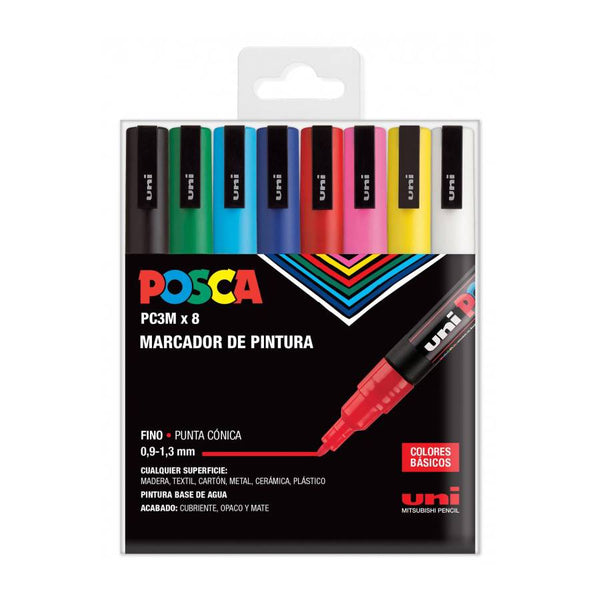 Estojo de 8 Marcadores Posca PC-3M 