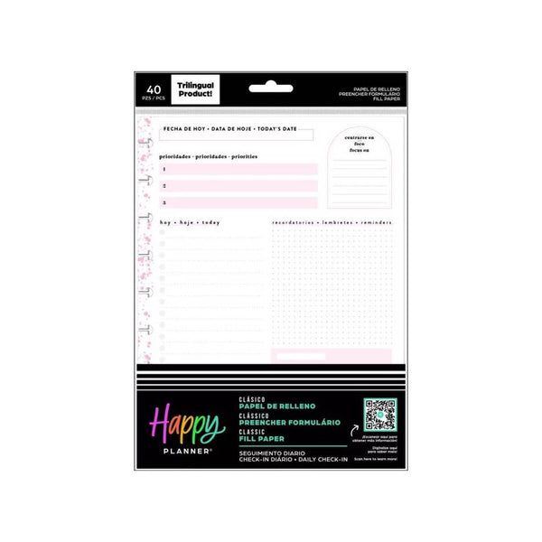 Recambio 40 Hojas Daily Check-In Happy Planner