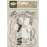 stamperia pack de sellos acrílicos music violin y notas