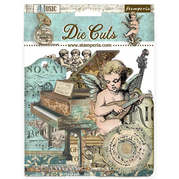 die cuts stamperia music 43 piezas