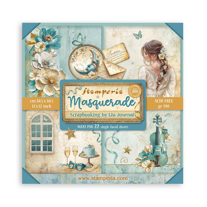 Bloc de Scrapbooking 22 Hojas Una Cara Masquerade Stamperia