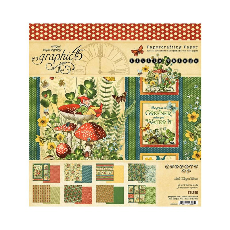 Set 24 Papeles Scrap 20x20 Little Things Graphic 45