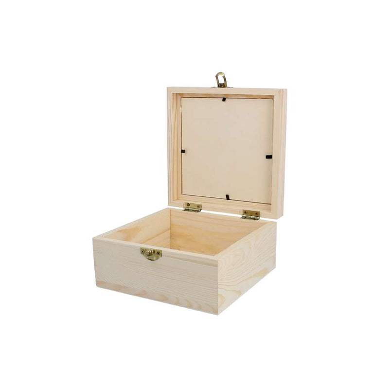 Caja Madera Pino Cuadrado con Metacrilato 20x20x8,5 (1)