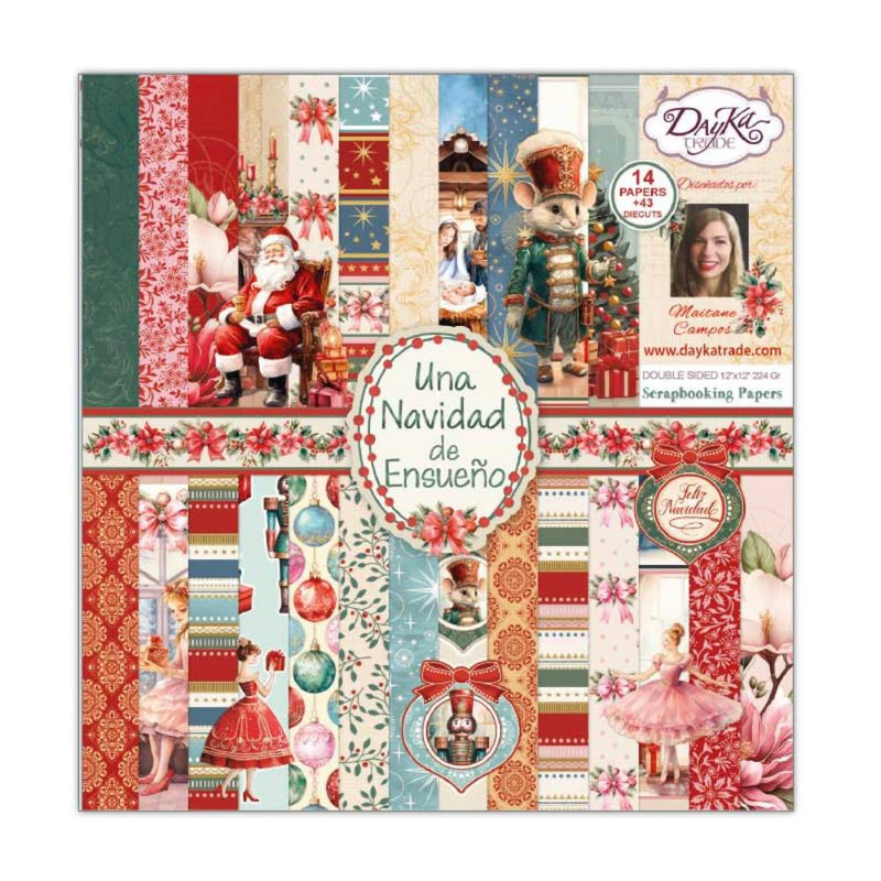 Set 14 Papel Scrap Escenas de Navidad