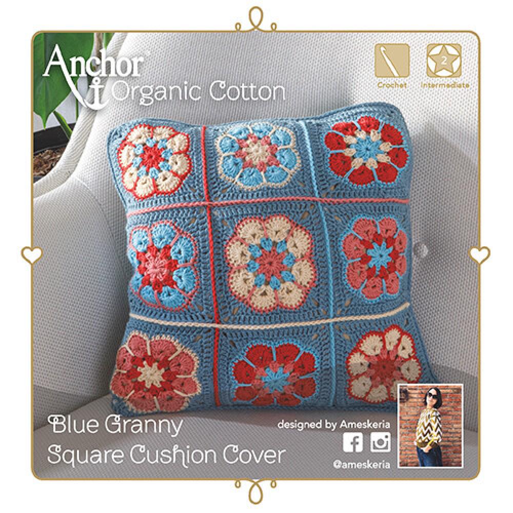 Kit Crochet Cojín Granny Azul Anchor – Milbby.com