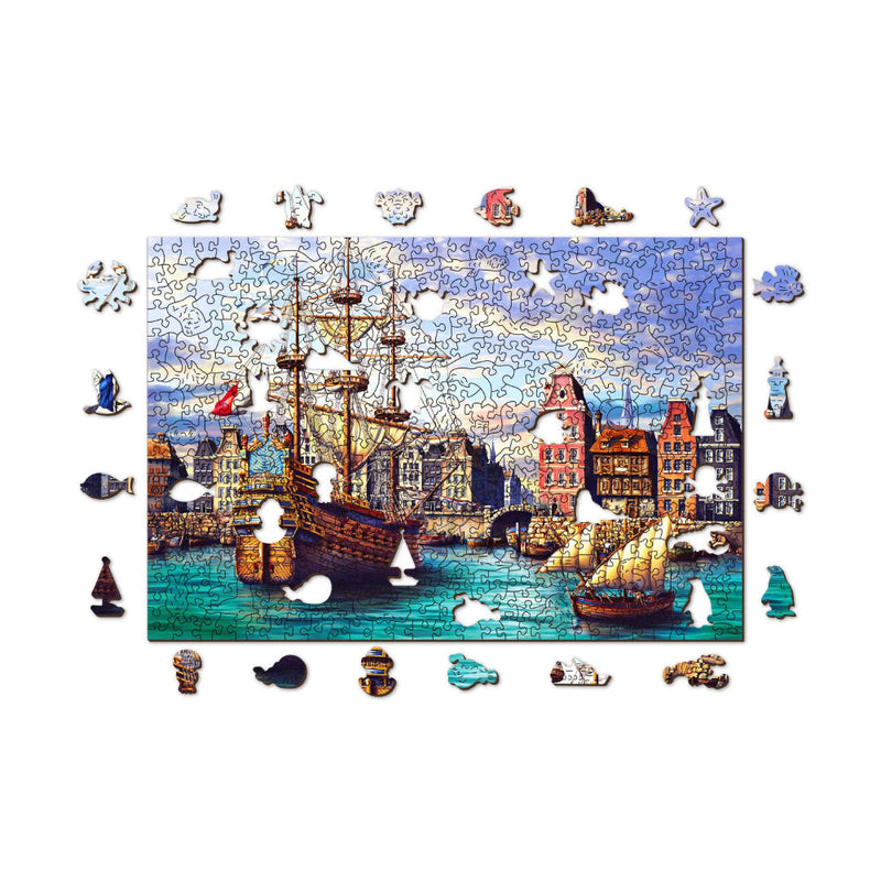 Puzzle 500 Barcos Antiguos En El Puerto Wooden City