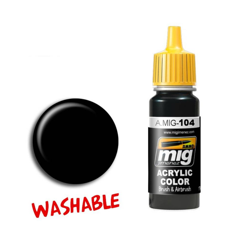 Pintura Acrílica Lavable para Crear Efectos 17 ml Ammo & AMIG0104 NEGRO LAVABLE